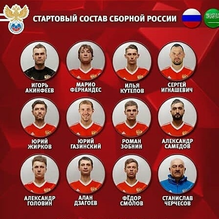 Состав сборной России на матч с Саудовской Аравией ​Фото: соцсети 
