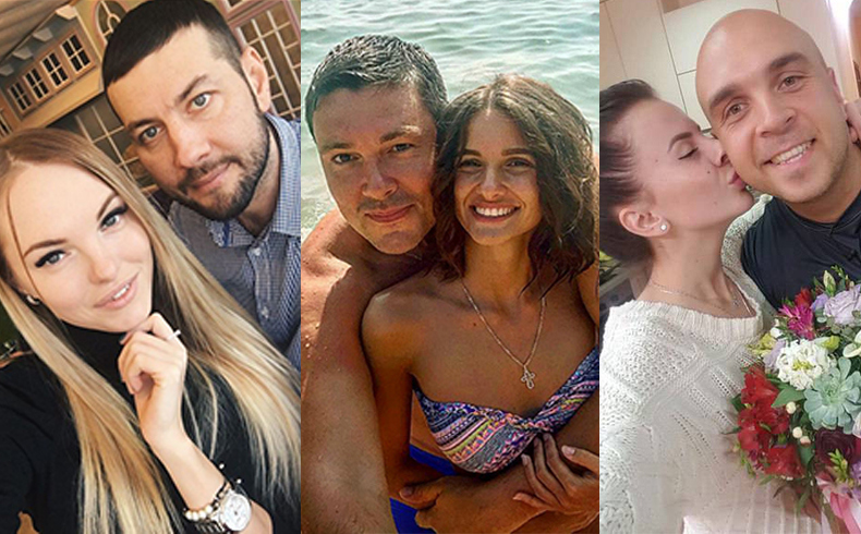 Антон Потапович с женой Аней, Андрей Чуев с женой Викой, Глеб Жемчугов с экс-супругой Ольгой Ветер Фото: «Инстаграм»