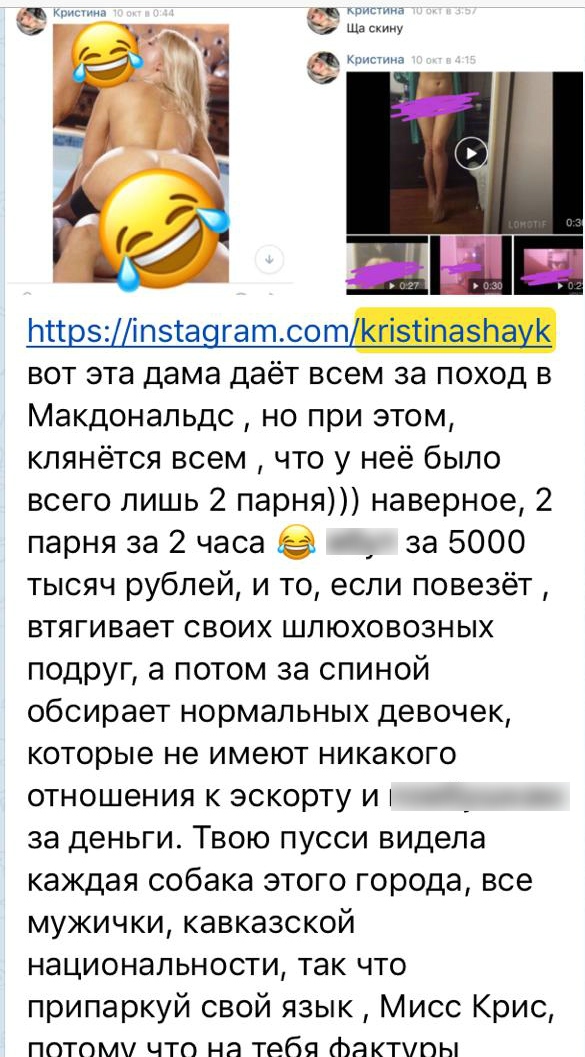 Информация о работе Кристины в эскорте Фото: снимок экрана