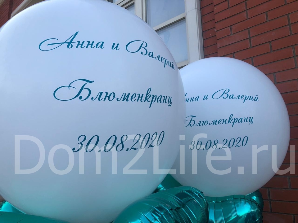 Вход в ресторан украшен шарами с именами молодожёнов и датой их свадьбы Фото: Dom2LIfe.ru